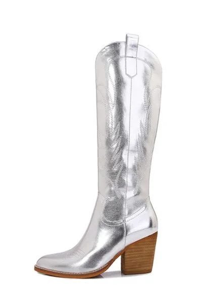 Melody Metallic Knee High Cowboy Cowgirl Western Boots