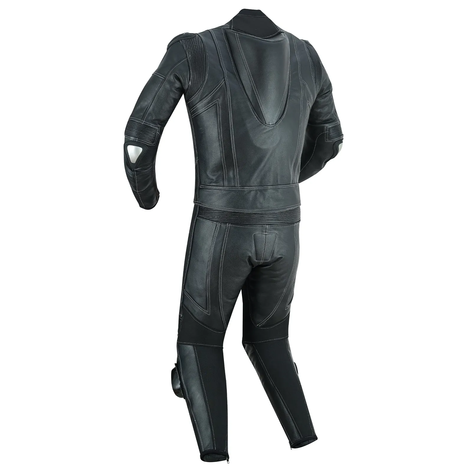 Men Leather Biker Suit 2 Piece Dark Knight Race Leathers