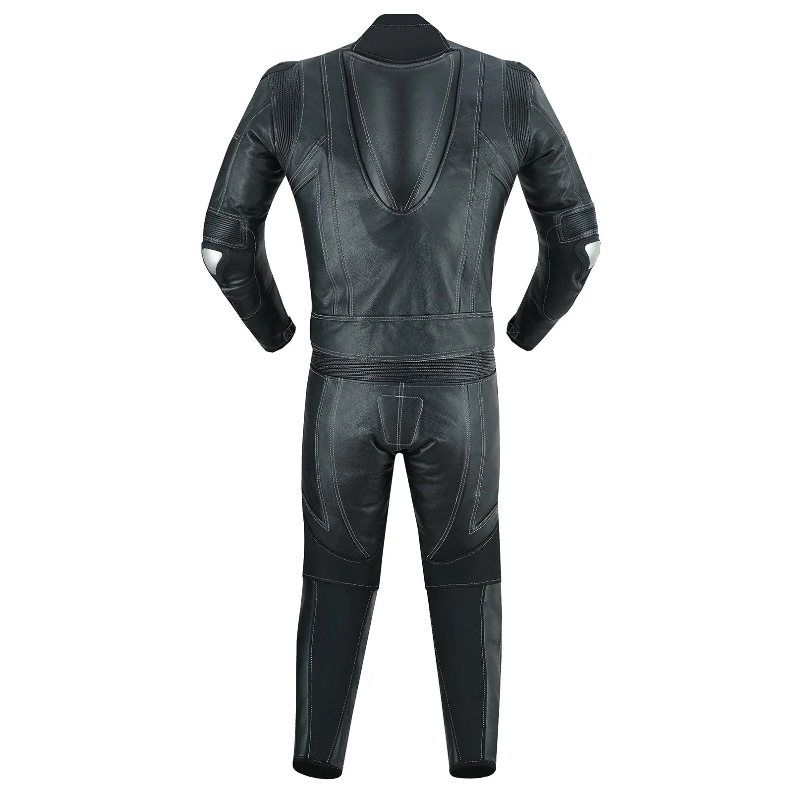 Men Leather Biker Suit 2 Piece Dark Knight Race Leathers