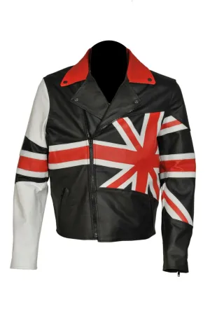 Men Leather Jacket amazing UK flag Style by M0trox