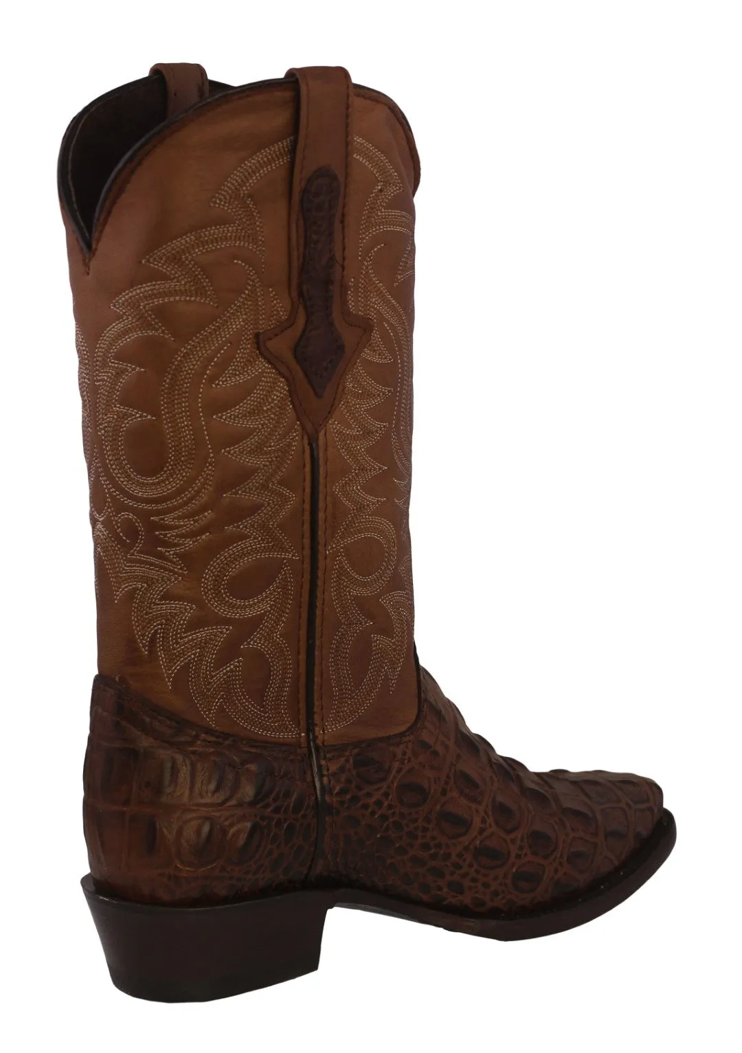 Mens Brown Alligator Back Print Leather Cowboy Boots J Toe