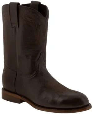 Men's Brown Classic Leather Leather Cowboy Boots Roper Toe