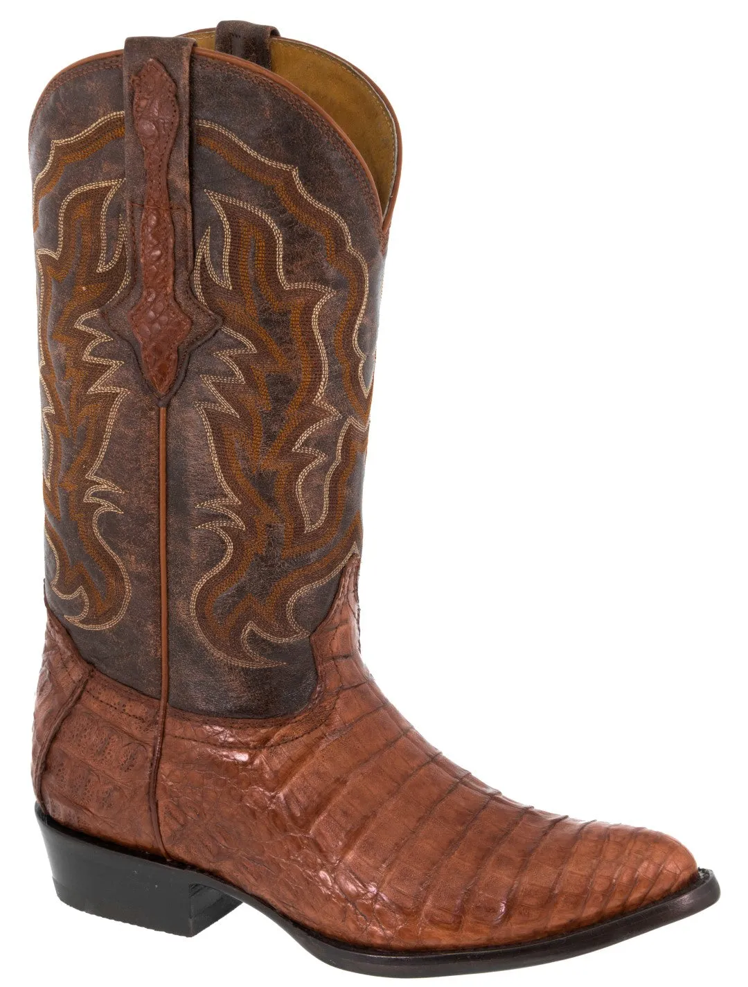 Men's Cognac All Real Crocodile Belly Skin Leather Cowboy Boots J Toe - CP1