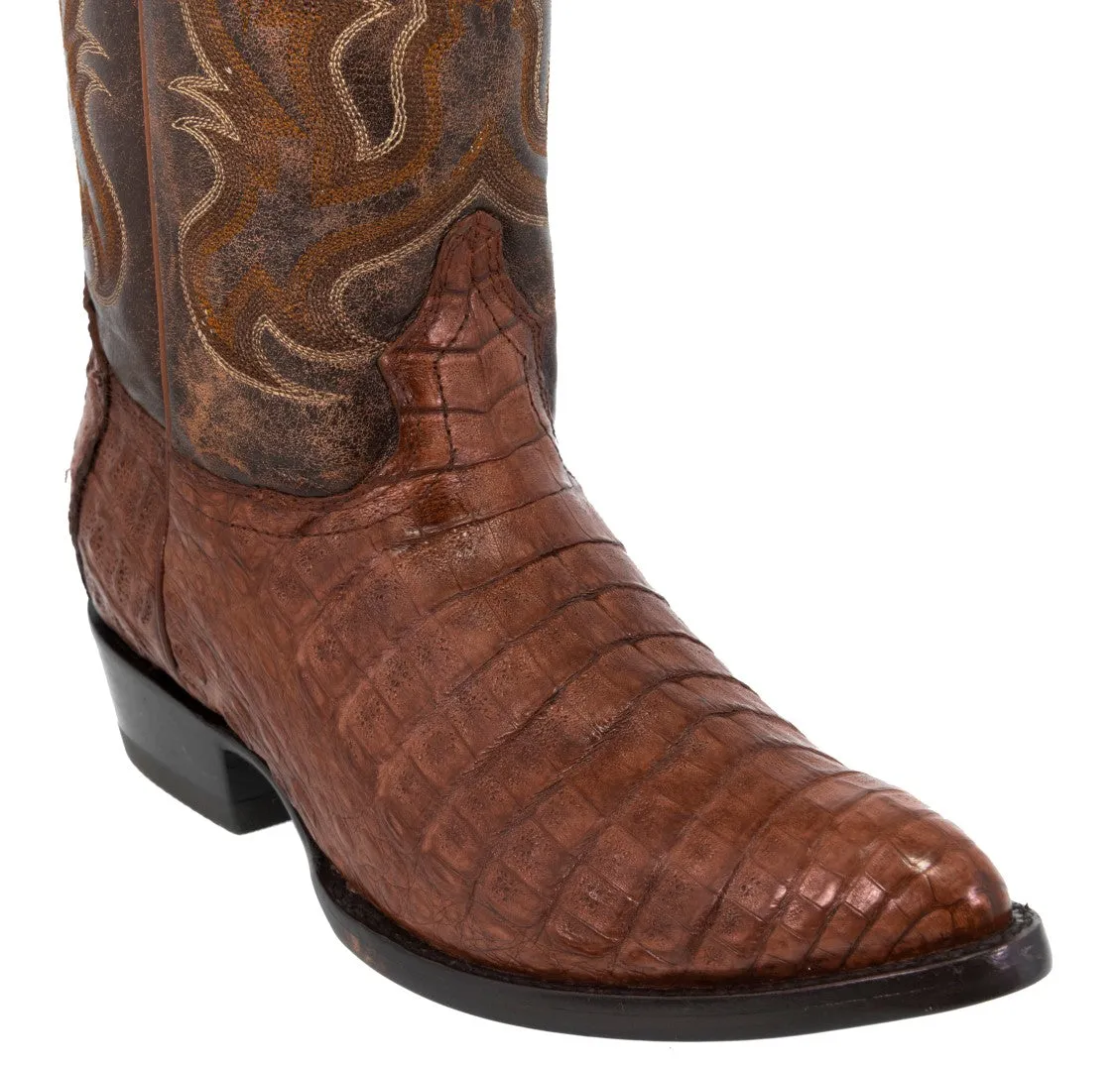 Men's Cognac All Real Crocodile Belly Skin Leather Cowboy Boots J Toe - CP1