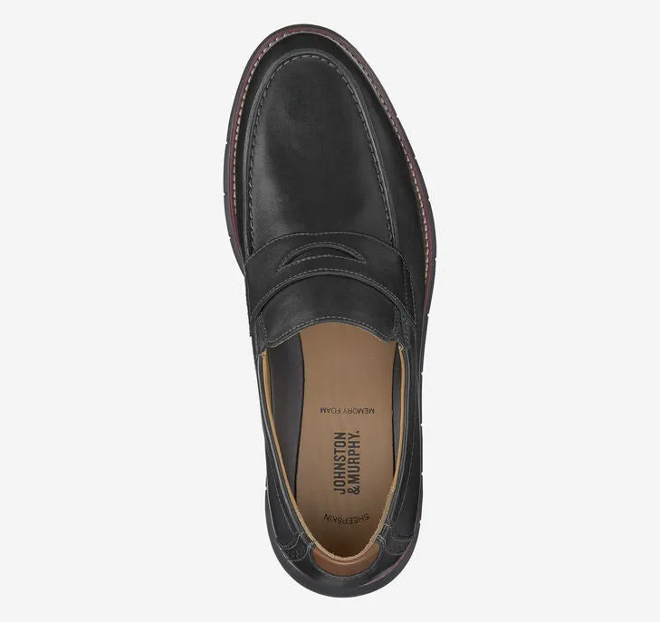 Men's Johnston & Murphy | Holden Penny | Black Full Grain Black Sole