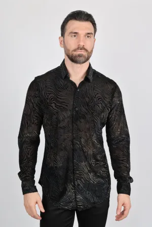 Mens Modern Fit Stretch Velvet Fashion Shirt