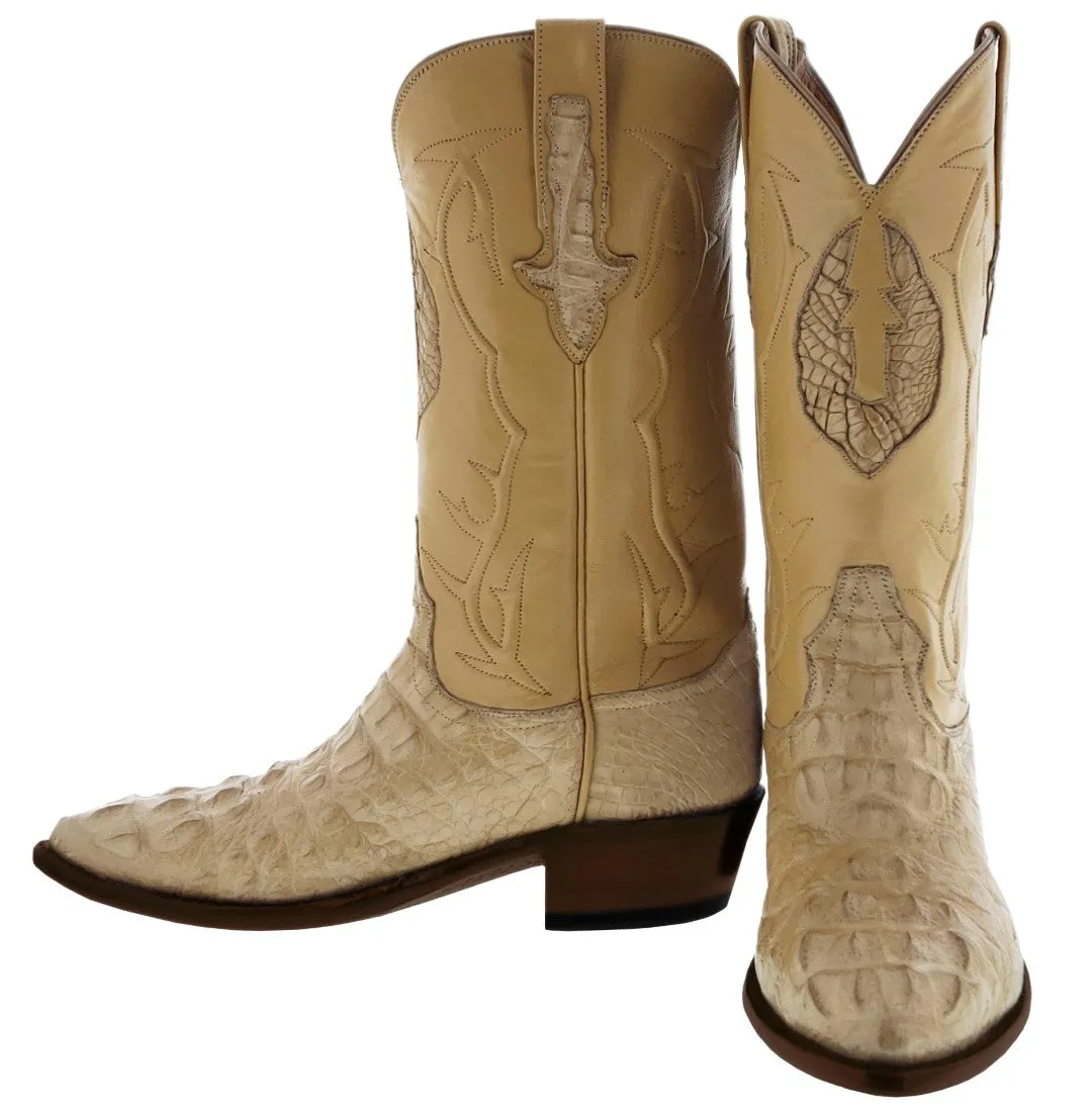 Men's Rustic Sand All Real Crocodile Skin Hornback Cowboy Boots J Toe - BD1