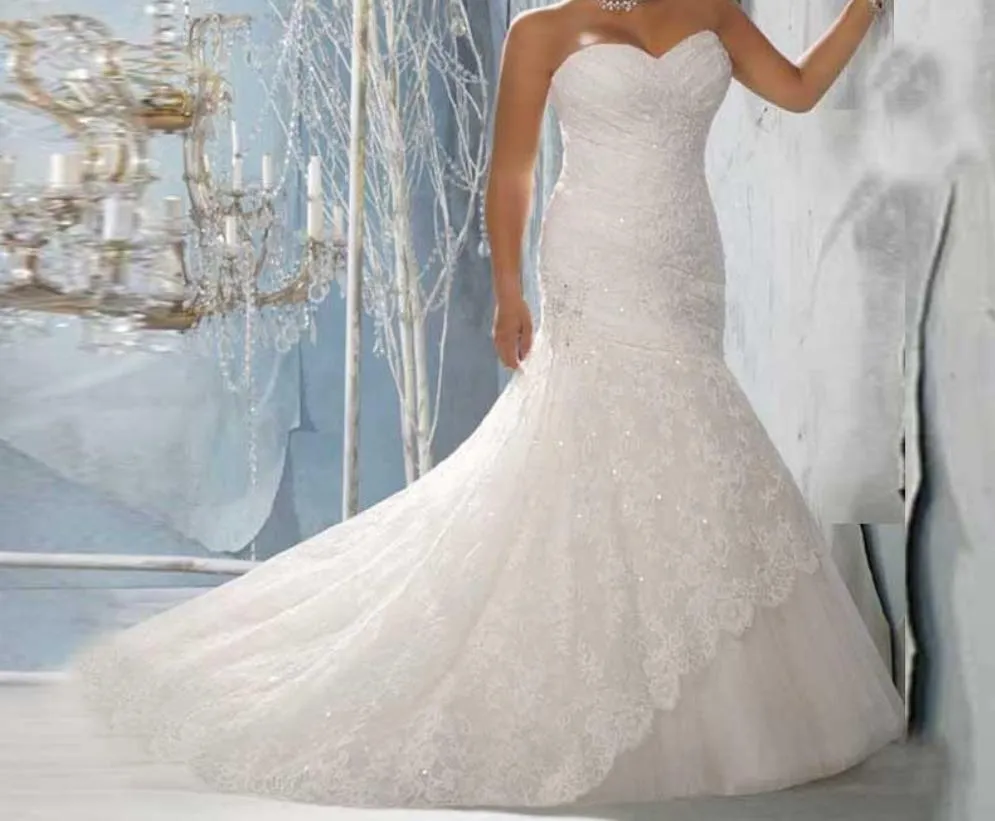 Mermaid Sweetheart Lace Wedding Dress at Bling Brides Bouquet online Bridal Store