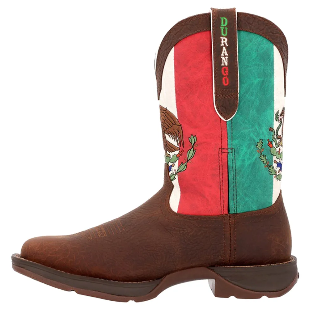 Mexico Flag Non Safety Square Toe Cowboy Boots