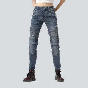 Mid-waist motorcycle jeans