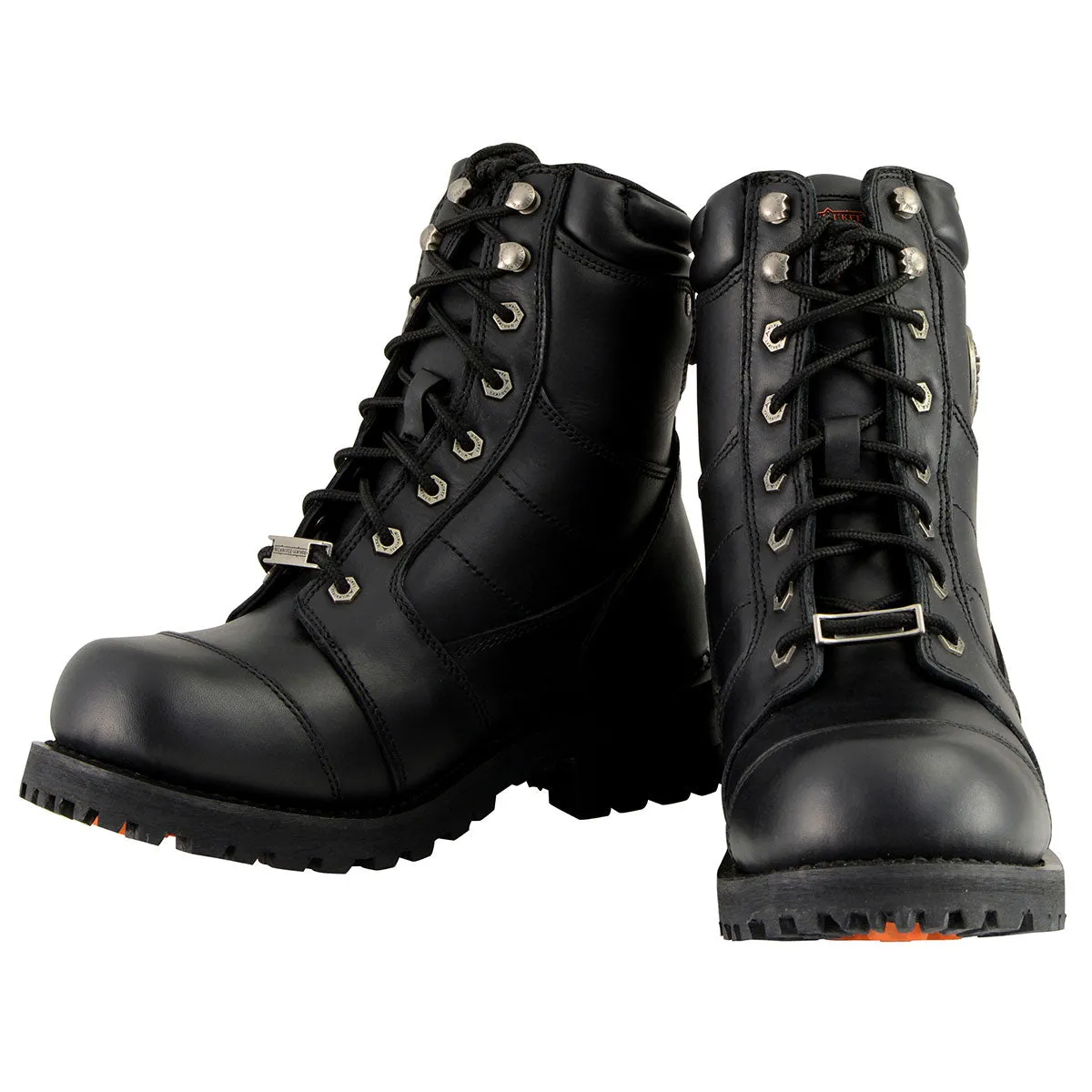 Milwaukee Leather Classic Men's Black Leather Wide-Width 8-inch Lace-Up Logger Biker Boots MBM9030W