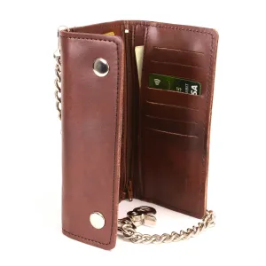 Milwaukee Leather Men's 7-Inch Antique Brown Leather Tri-Fold Biker