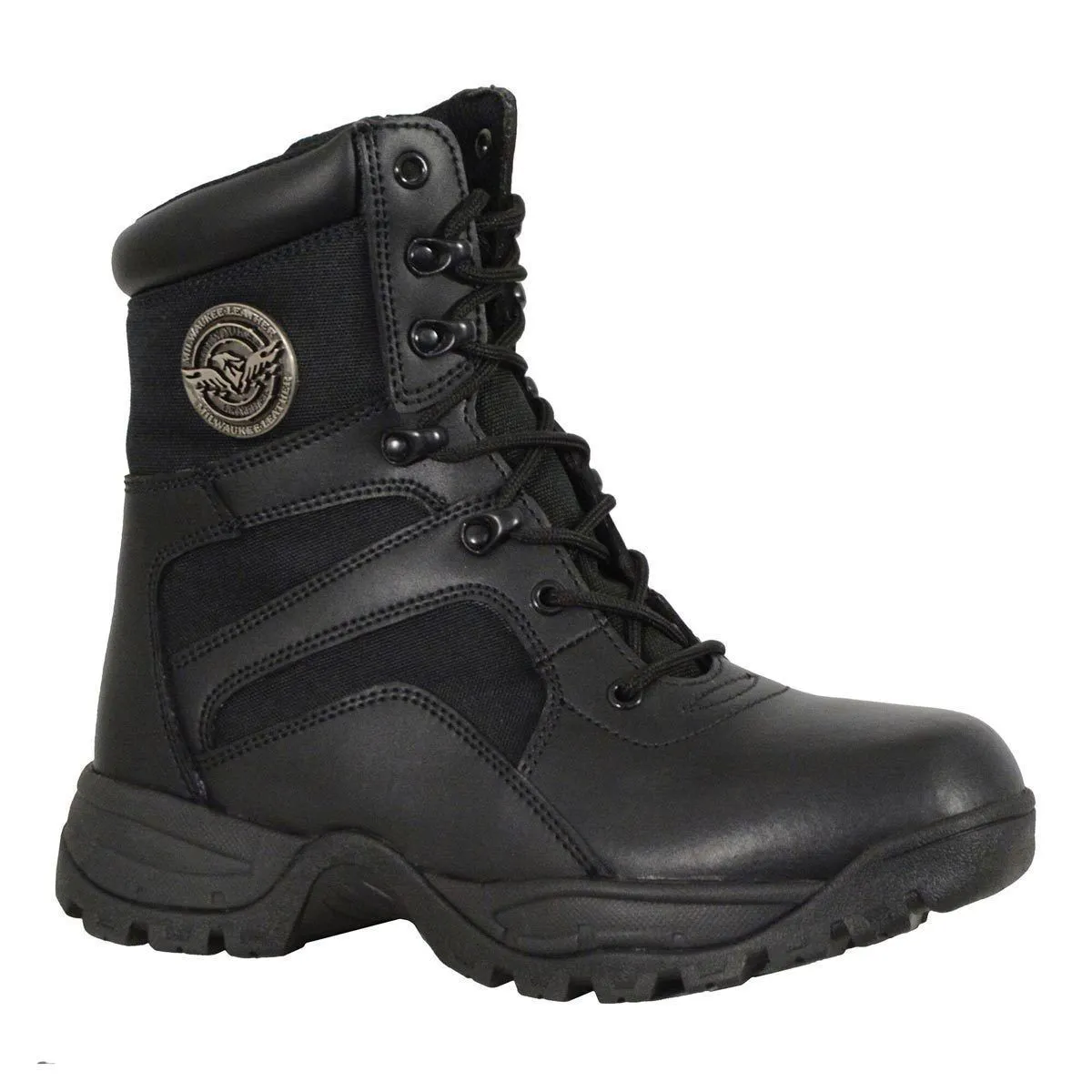 Milwaukee Leather Men's 9-Inch Black Leather Swat Style-Tactical Lace-Up Motorcycle Biker Boots MBM9105