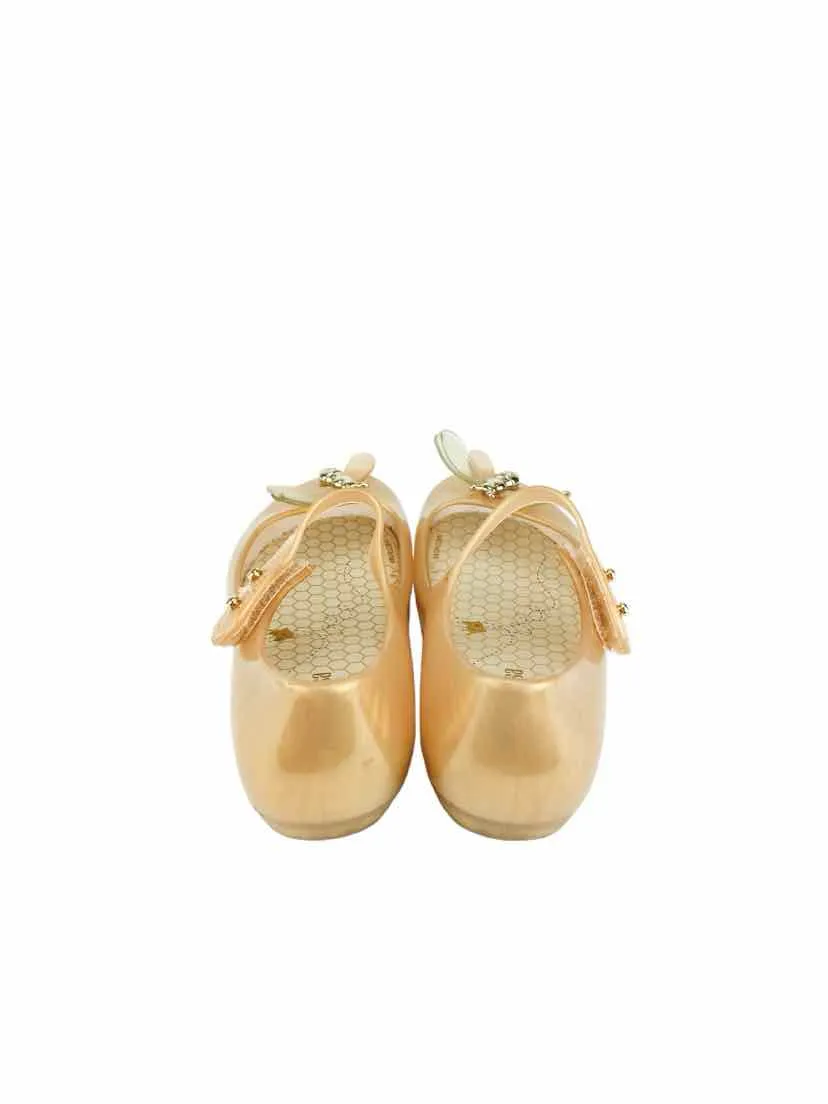 Mini Melissa Girls' Butterfly Mary Jane Jelly Shoes Gold Size 10 (approx. age 5)