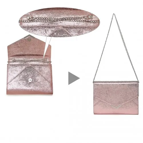 Miss Lulu Glitter Envelope Evening Clutch Bag - Elegant Pink Shiny Formal Handbag