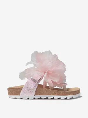 Monnalisa Girls Tulle Flower Glitter Sandals