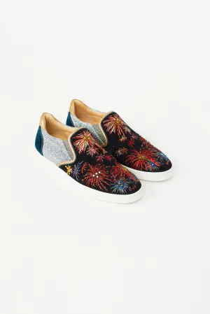 Multicolor Embroidered Velvet Sneaker