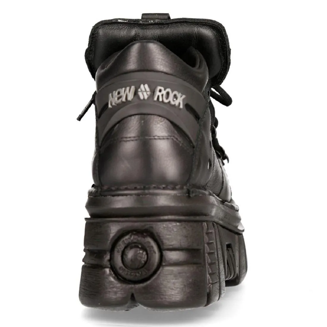 New Rock 106N-S52 TOWER SHOES Metallic Black Leather Biker Punk Gothic Boots