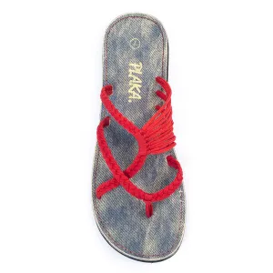 Oceanside Beach Flip Flops for Women | Red