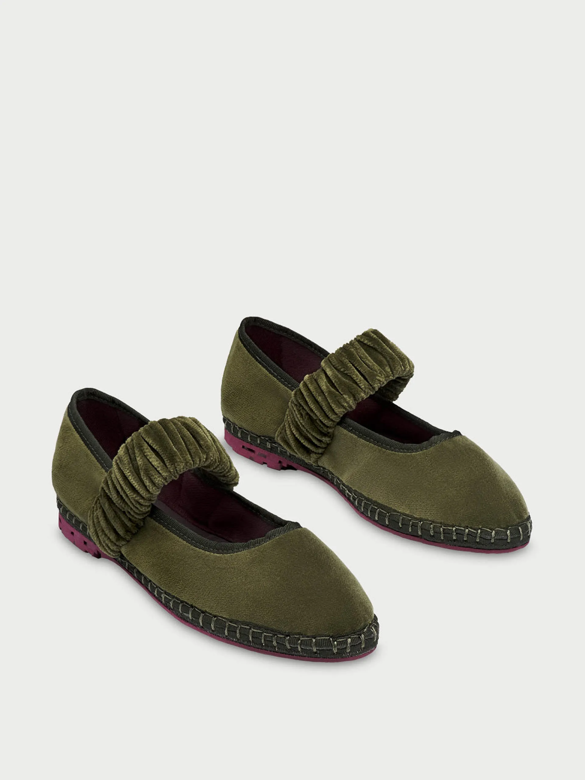 Olive green Mafalda jade flats