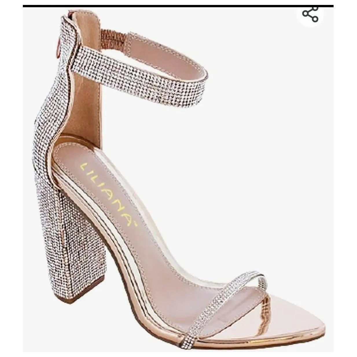 Open Toe Chunky Heel Rhinestone  Sandals.