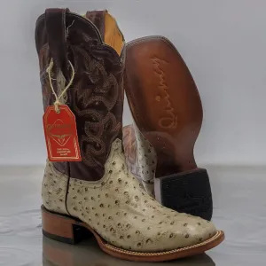 Ostrich Print Square Toe Cowboy Boots - Mink