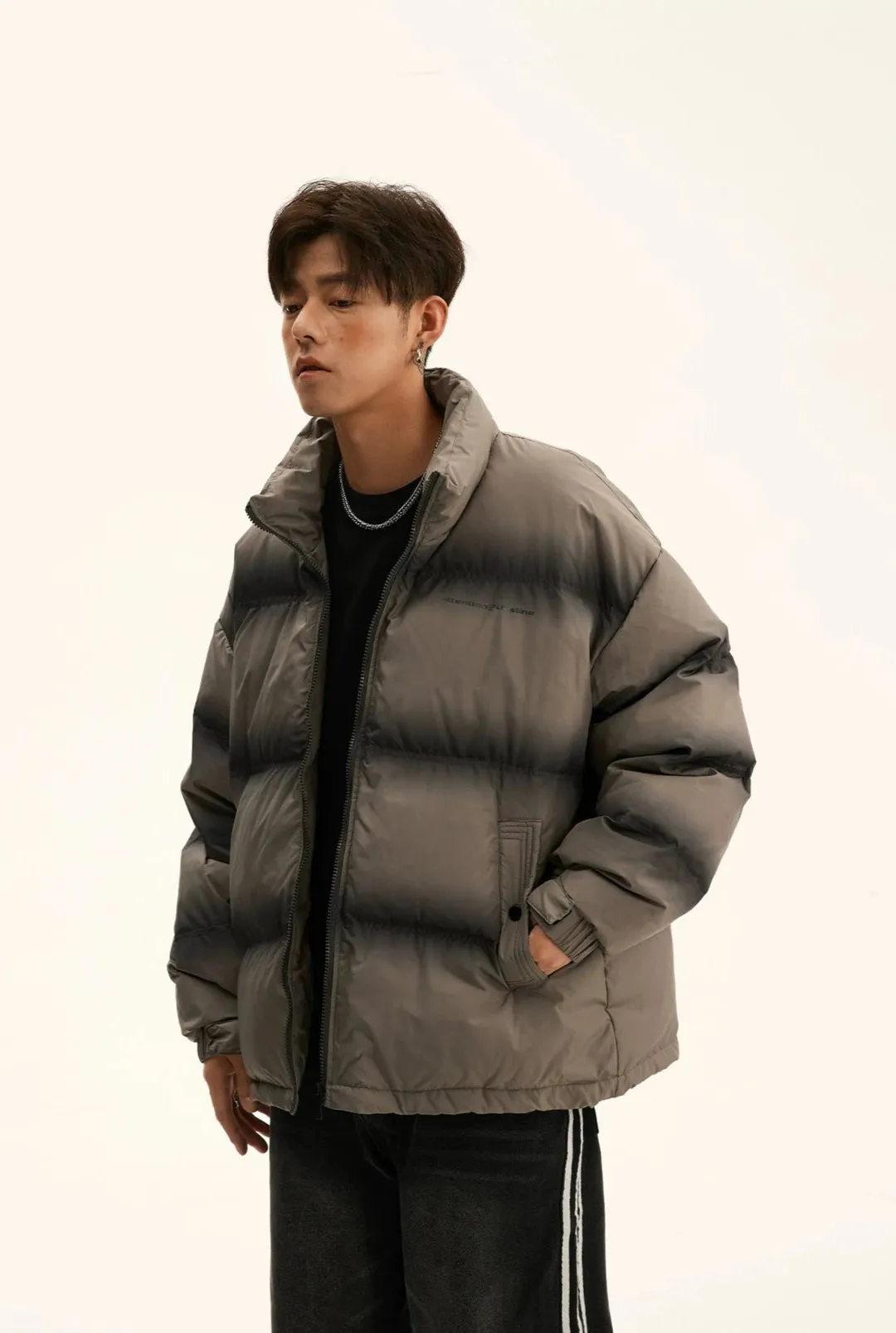 Oversized Gradient-Print Puffer Jacket