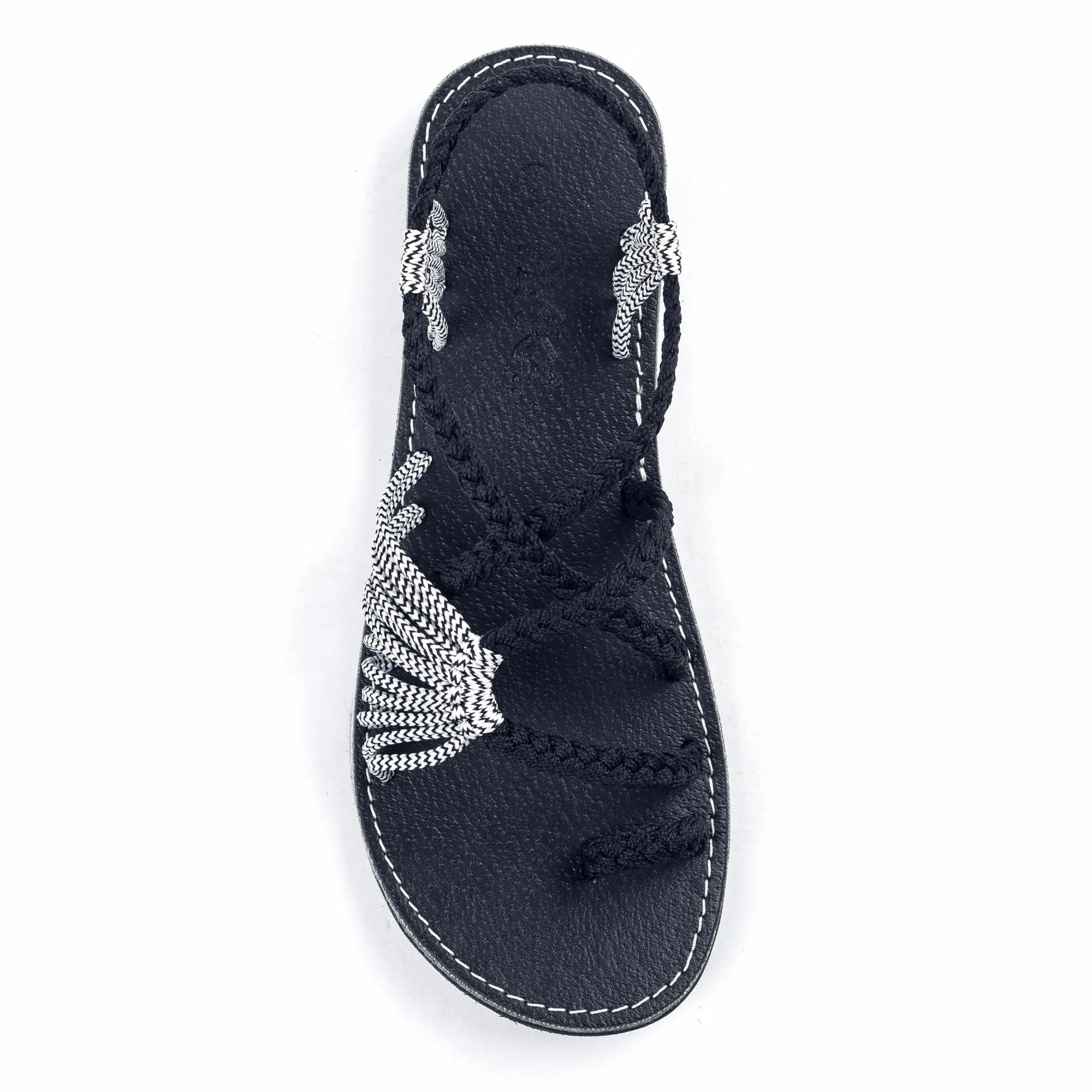 Palm Leaf Flat Women's Sandals | Black-Zebra