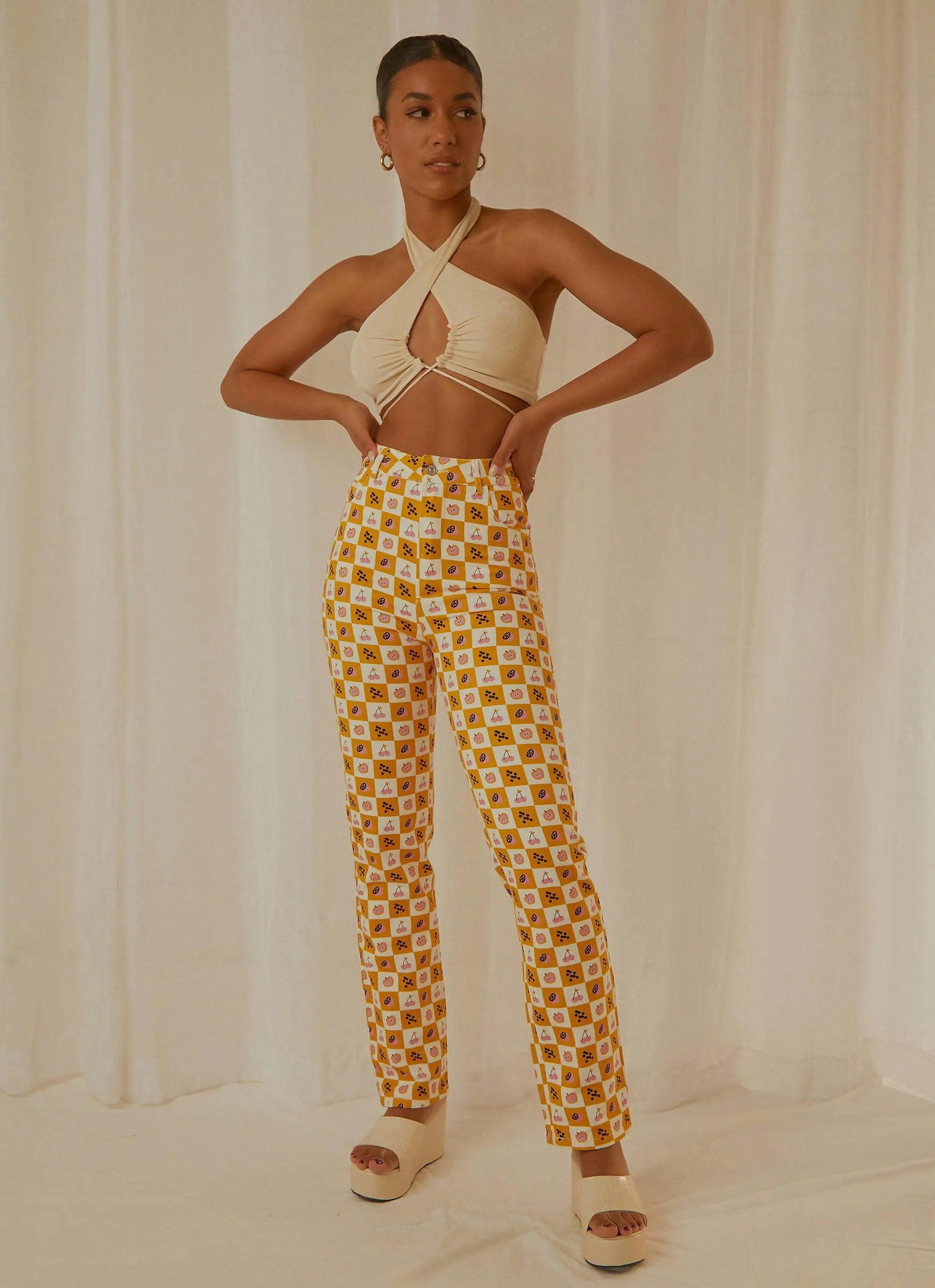 Pina Colada Pants - Fruit Checkers