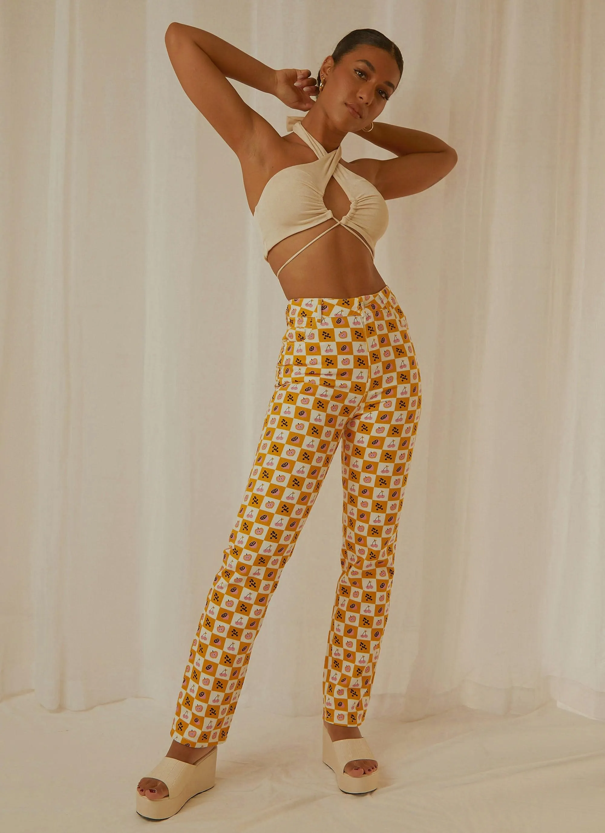 Pina Colada Pants - Fruit Checkers