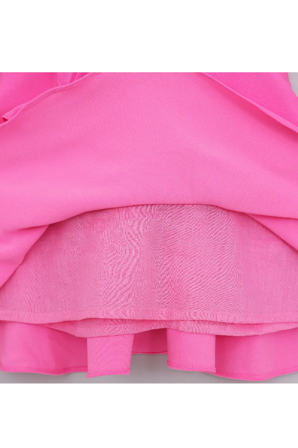 Pink Flower Detailing Puff Sleeves Dress With Hairband