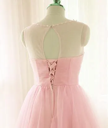 Pink Short Prom Dresses Tulle Party Dresses Pink Homecoming Dresses PD115