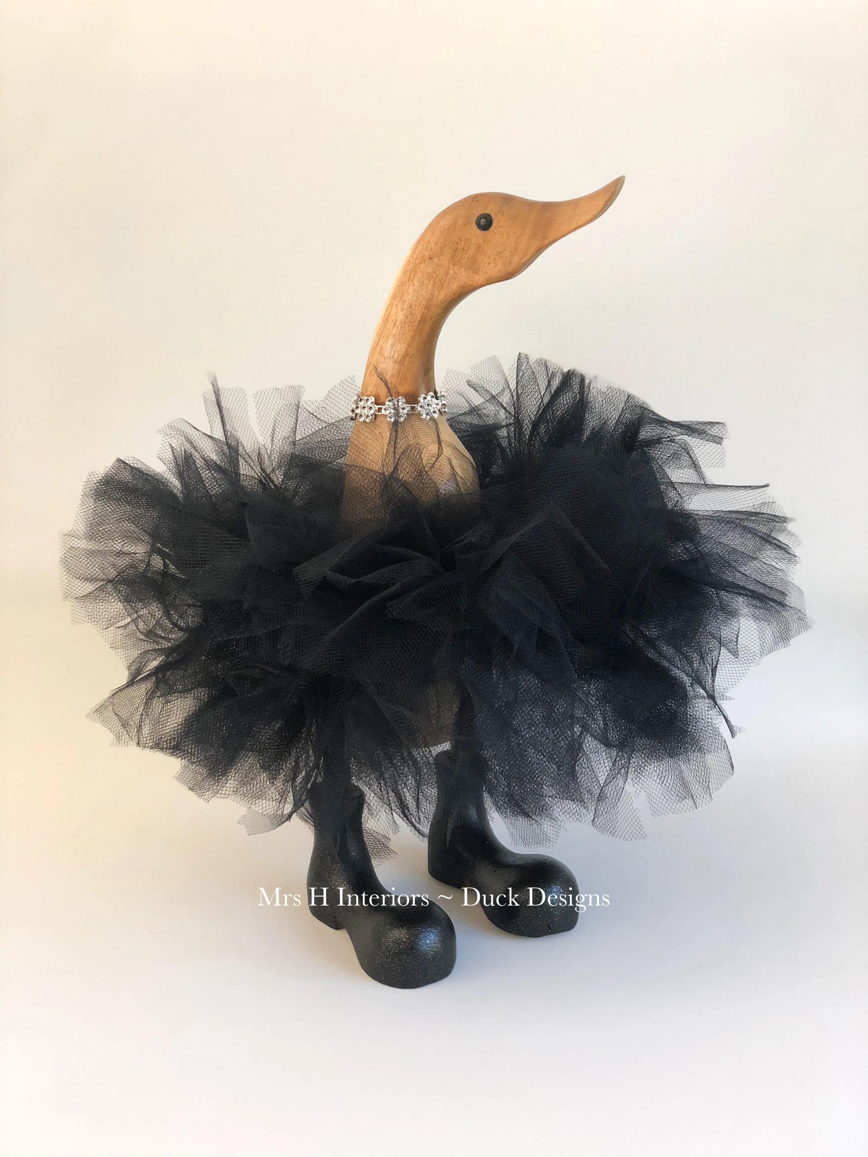 Purple Tutu Duck - Decorated Wooden Duck in Boots by Mrs H the Duck Lady