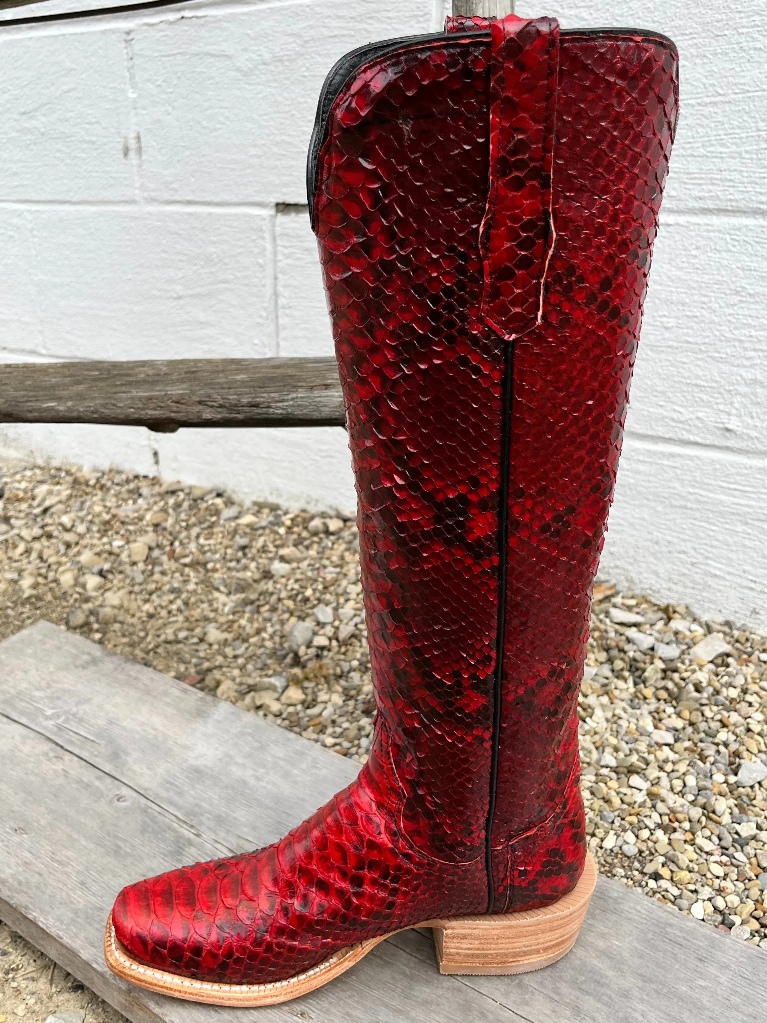 R. Watson Red and Black Python Cowgirl Boots RWL7213