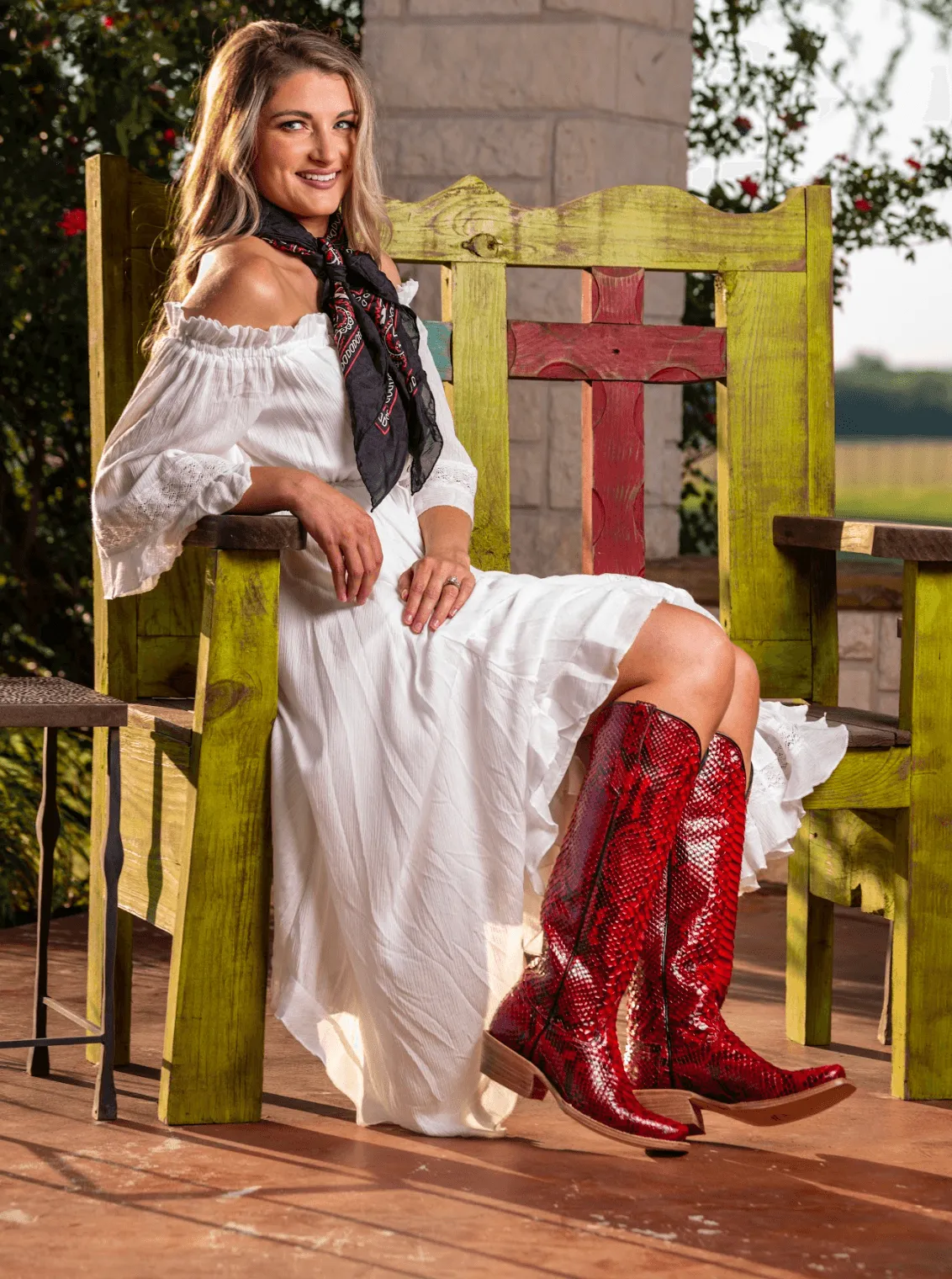 R. Watson Red and Black Python Cowgirl Boots RWL7213