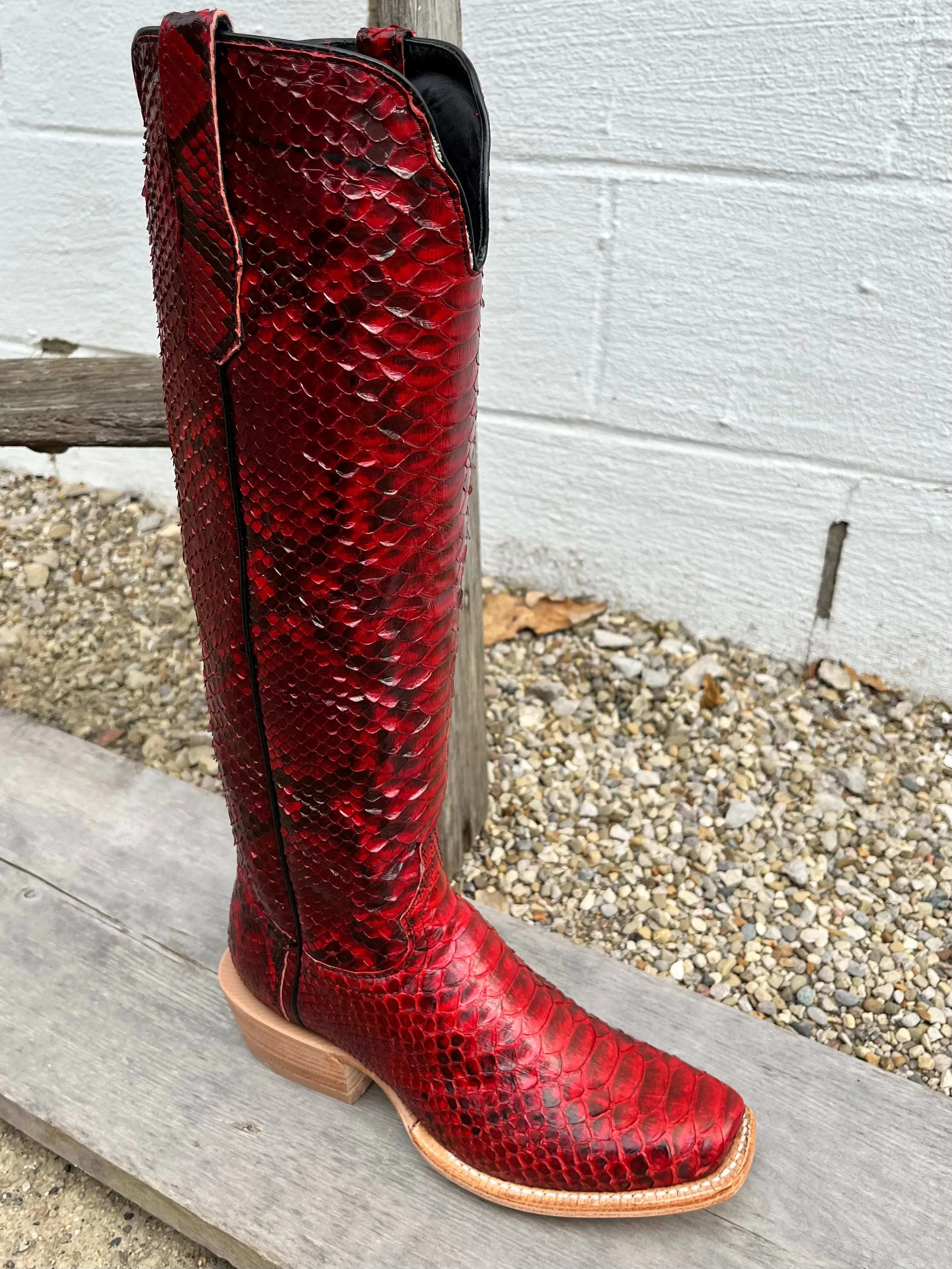 R. Watson Red and Black Python Cowgirl Boots RWL7213