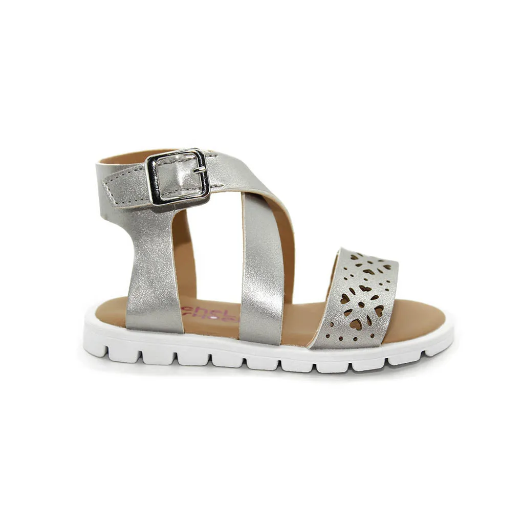 Rachel Lil Jessica Sandals Silver Metallic Walkers Toddlers Girls - Kids Shoes