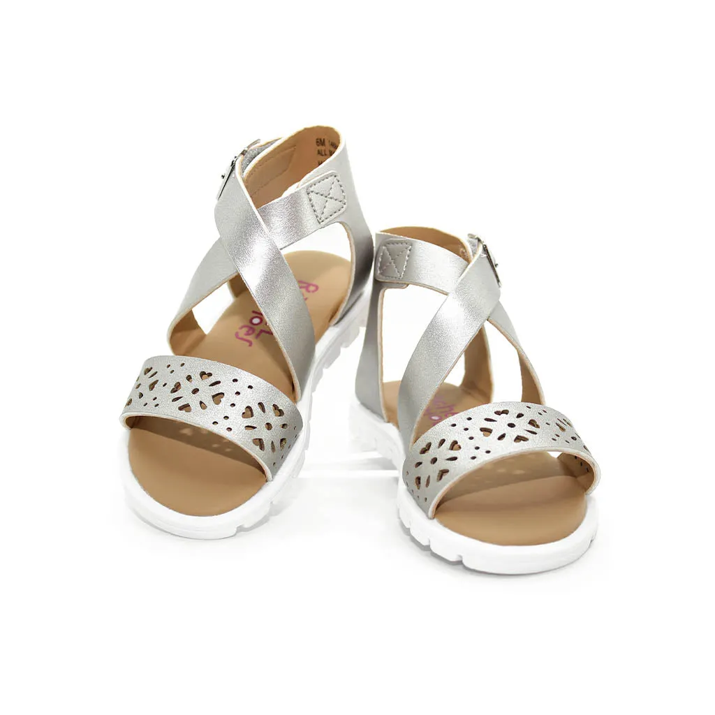 Rachel Lil Jessica Sandals Silver Metallic Walkers Toddlers Girls - Kids Shoes