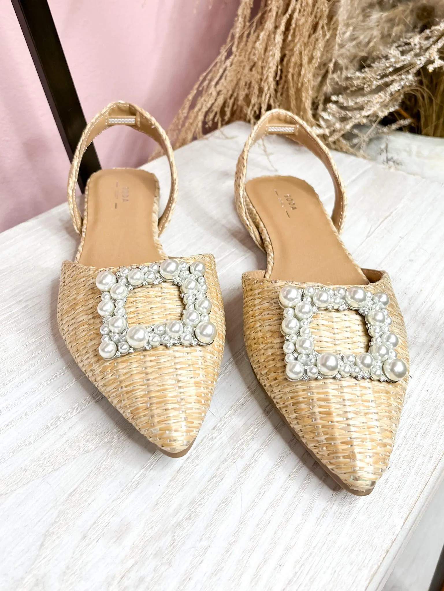 Raffia Slingback Flat Sandal