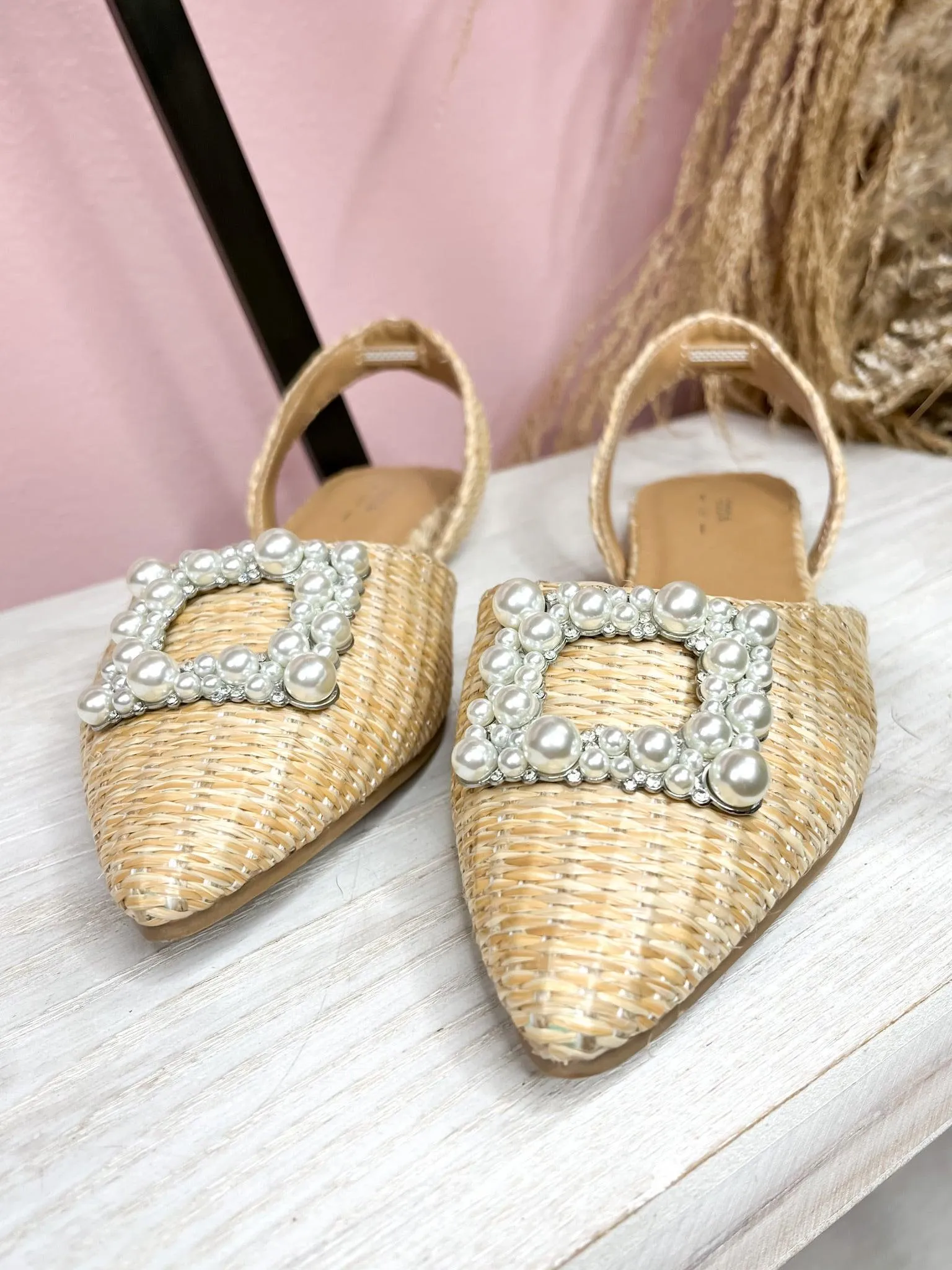 Raffia Slingback Flat Sandal