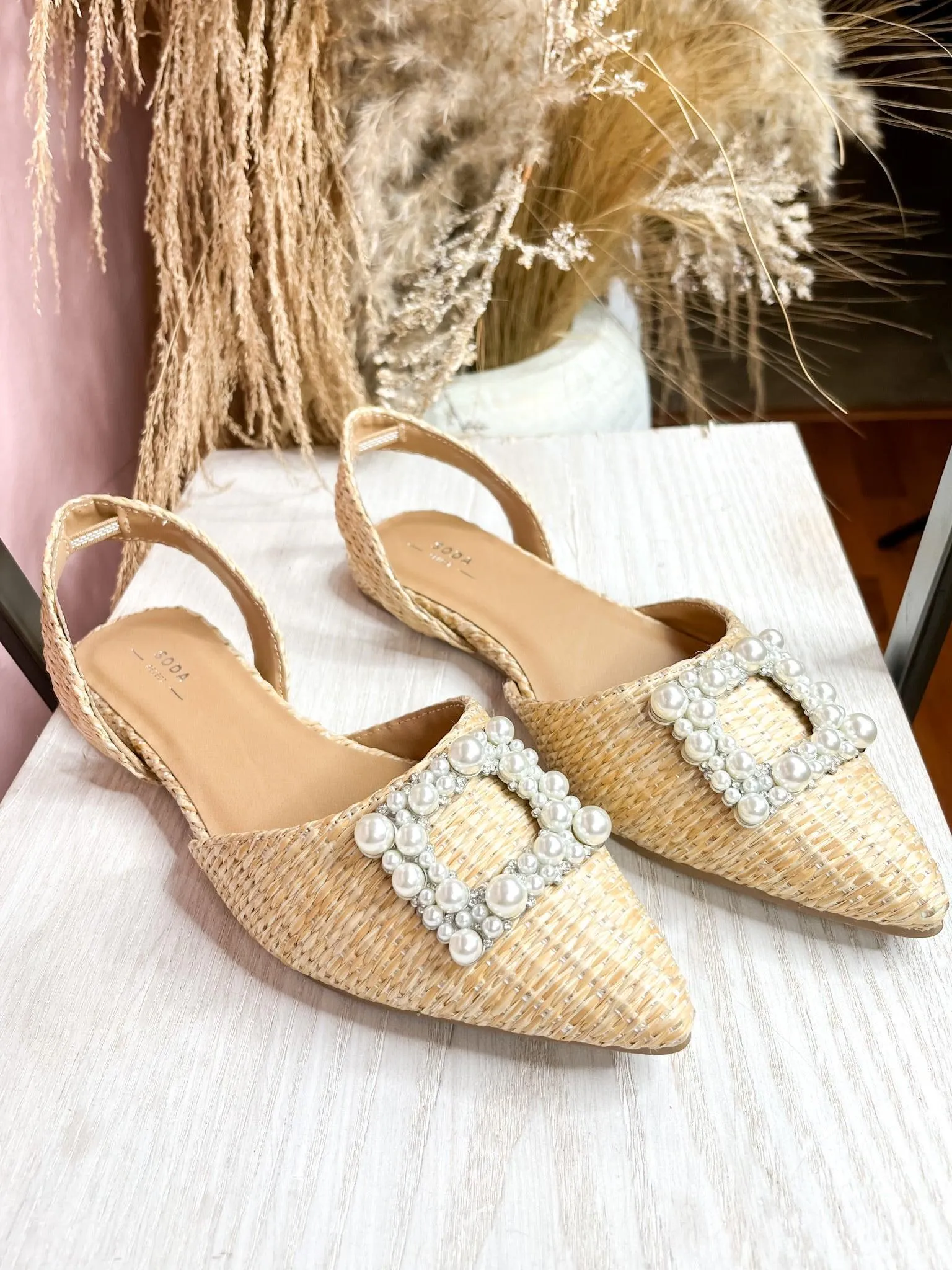 Raffia Slingback Flat Sandal