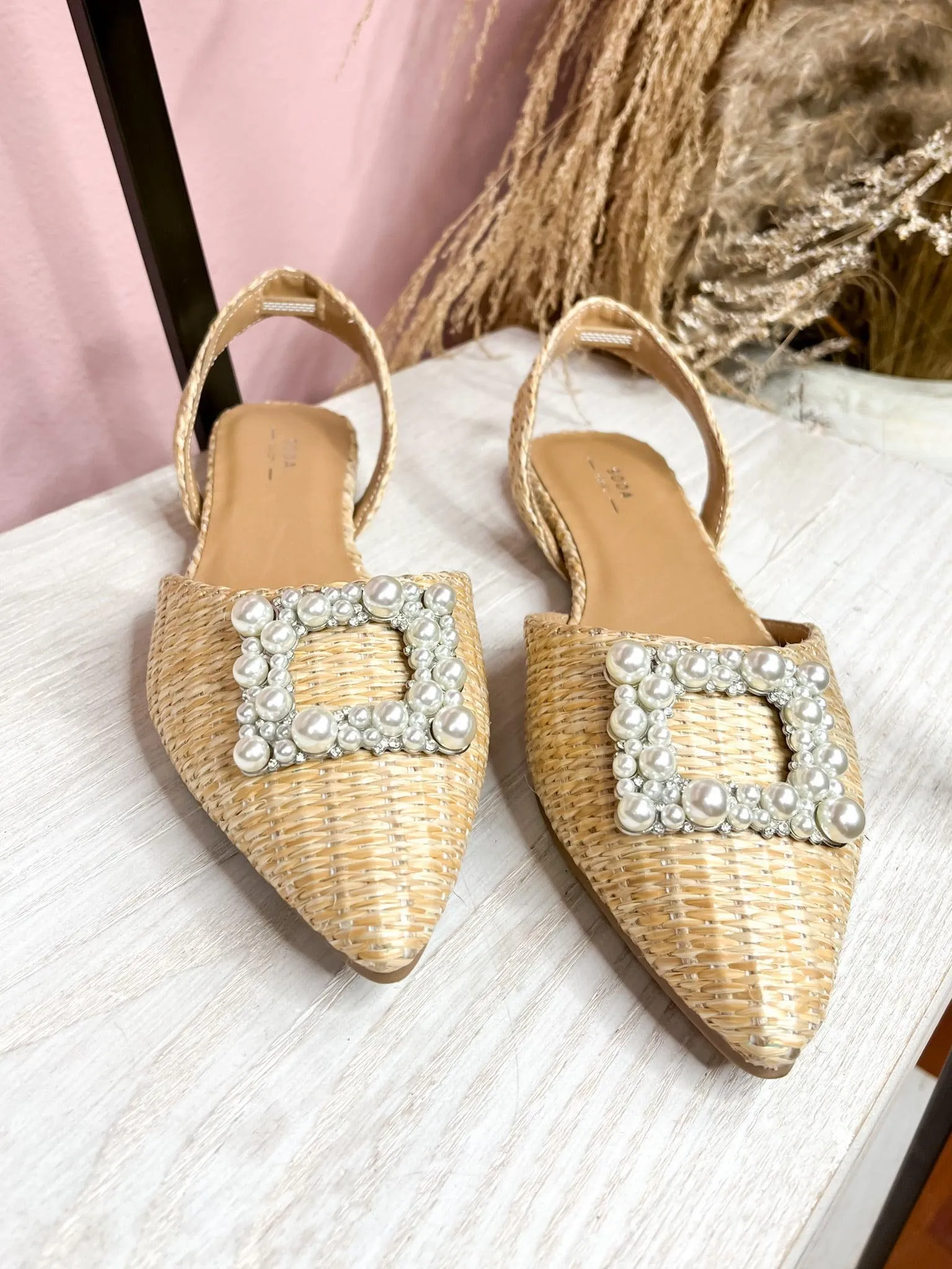 Raffia Slingback Flat Sandal