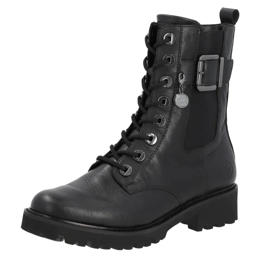 Remonte D8668 Marusha 68 Black Leather Combat Boot (Women's)