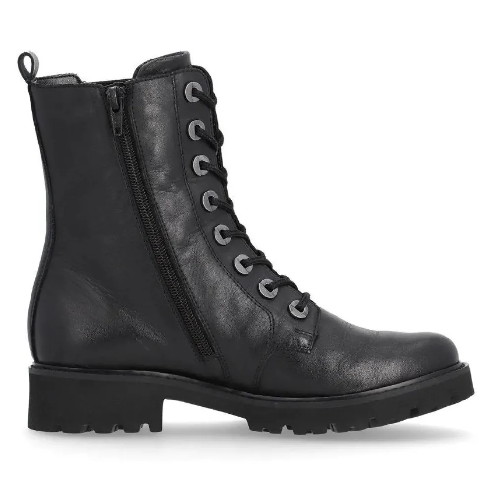 Remonte D8668 Marusha 68 Black Leather Combat Boot (Women's)