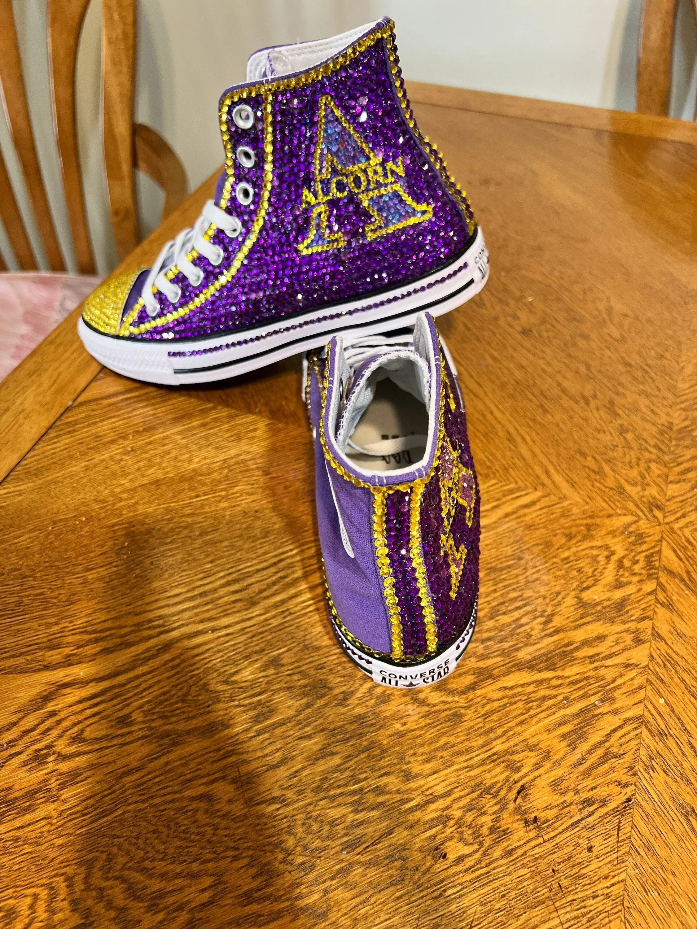 Rhinestoned converse or nikes, wedding, quinceanera, bling shoes rhinestoned on one side.