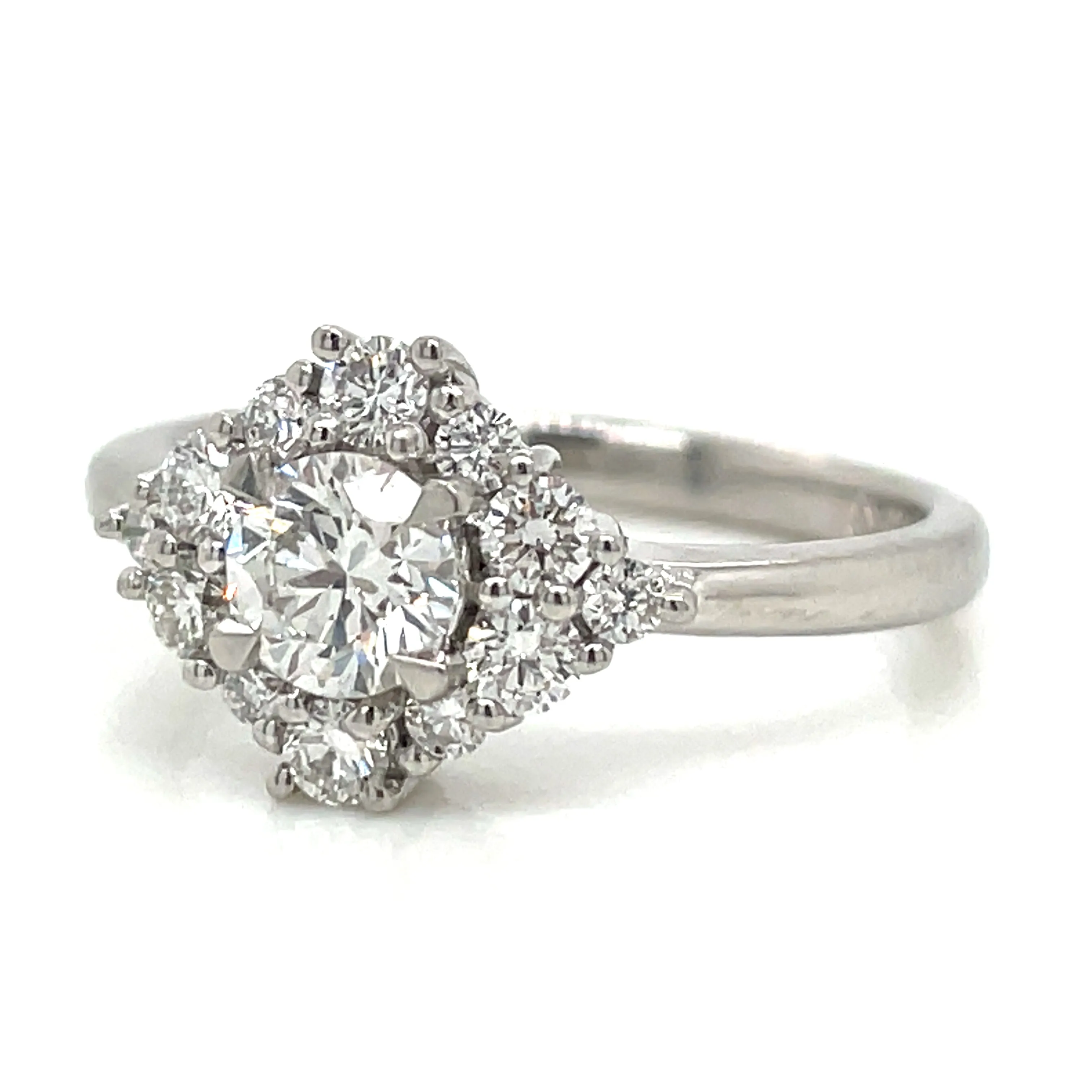 Roberta - Platinum Round Brilliant Centre Cluster Earth Grown Diamond Engagement Ring