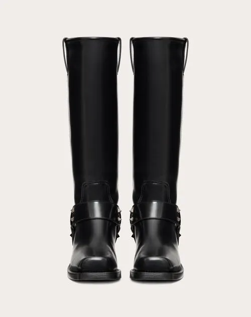 ROCKSTUD CALFSKIN BIKER BOOT 40MM