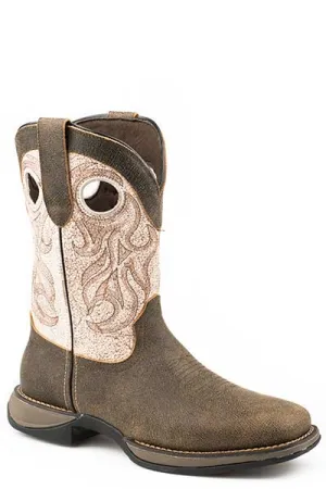 'Roper' Men's 11" Wilder Embroidered Square Toe - Brown / White