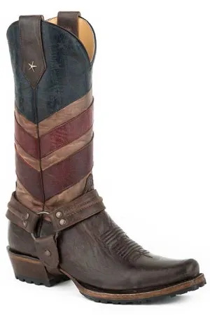 ROPER MENS OLD GLORY HARNESS BIKER BOOTS STYLE 09-020-7001-1164