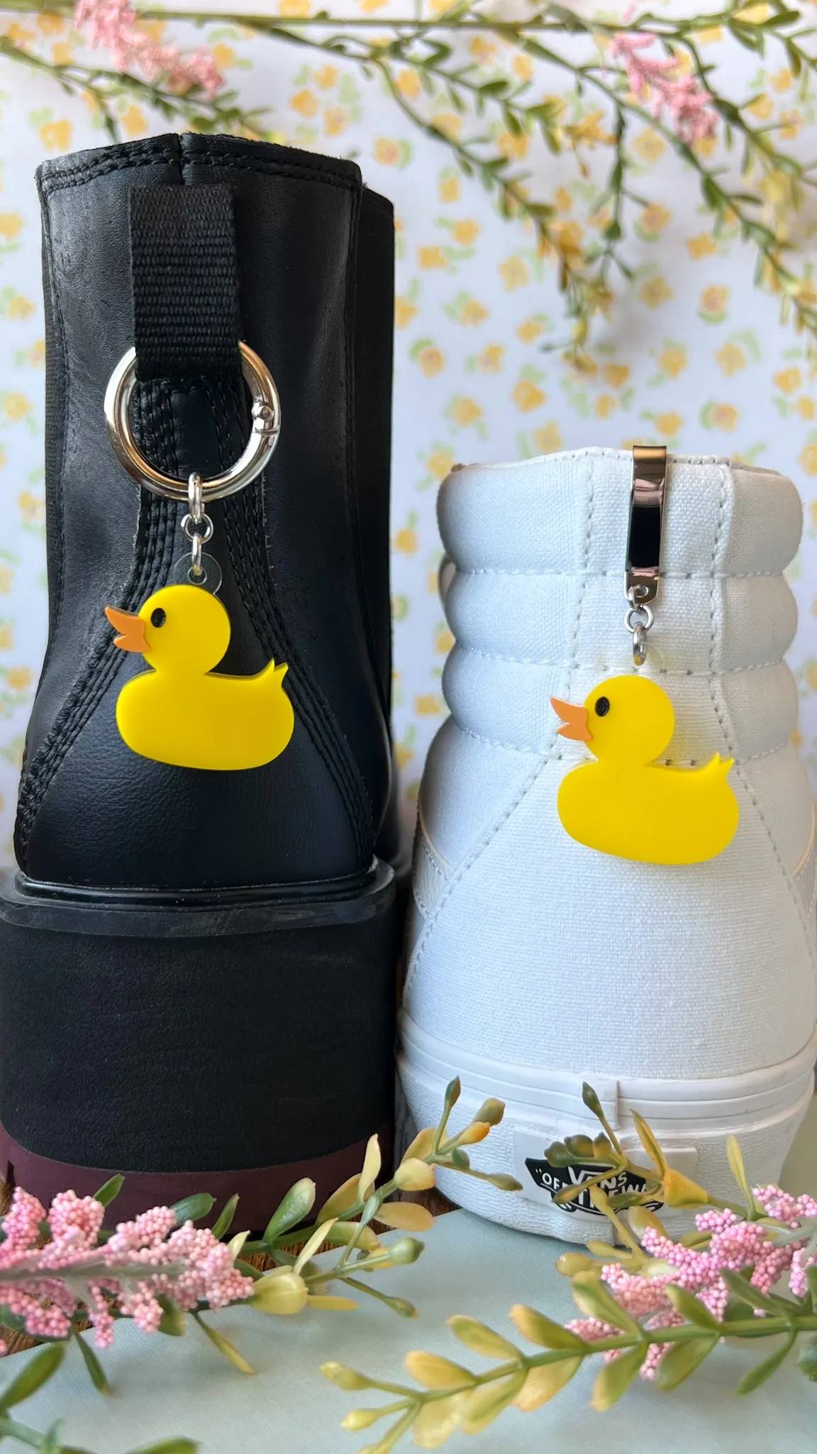 Rubber Duck Shoe Accessory | Pull Loop Boot Charm, Shoe Charm, High Top Sneaker Clip, Acrylic Shoe Keychain